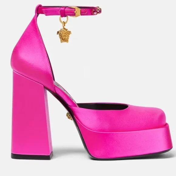 Versace Fuchsia Aevitas Single Platform Pumps - Picture 2 of 14